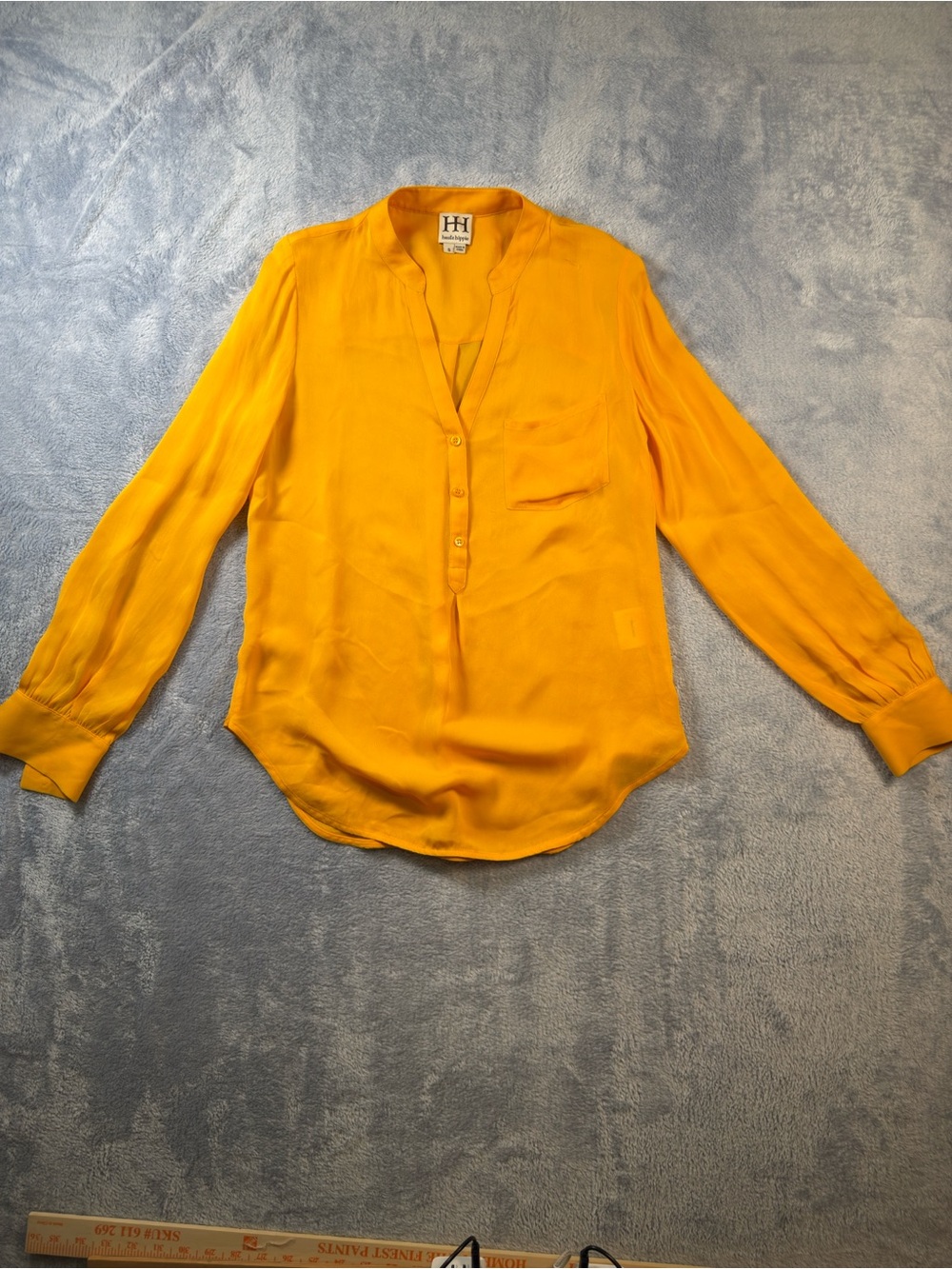 Haute Hippie Golden Yellow Silk Button-Front Blouse #3221